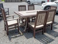 Rectangle Dining Table and Classic Chairs in Weather Wood and Milwaukee Brown Poly Lumber